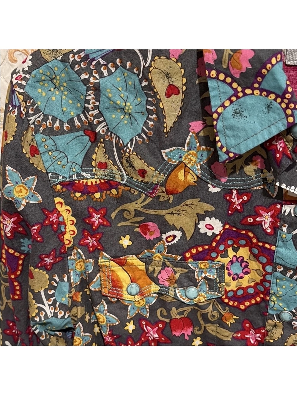 NWT Tin Haul Women Floral Patchwork Western Snap Shirt Large - Picture 8 of 14